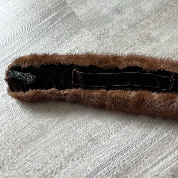 Vintage Mink Fur Scarf Collar Neck Wrap Full Pelt‎ Stole Brown 32” x 4” - Picture 10 of 12
